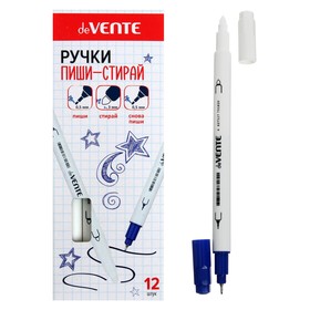 Ручка "пиши-стирай" капилярная deVENTE, 0.5 мм и 3 мм, белый корпус, синяя