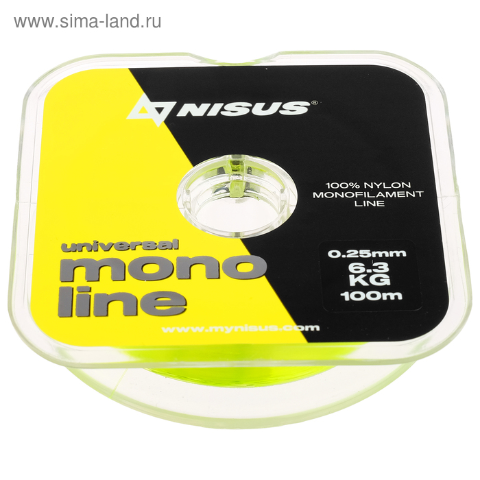 фото Леска nisus monoline fluorescent yellow 0,25 мм/100 м