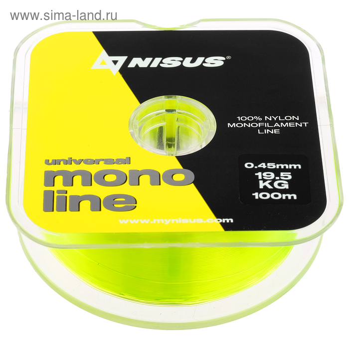 фото Леска nisus monoline fluorescent yellow 0,45 мм/100 м