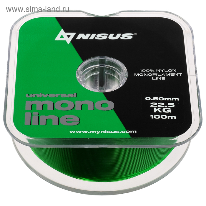 фото Леска nisus monoline, диаметр 0.5 мм, тест 22.5 кг, 100 м, зелёная