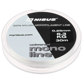 

Леска NISUS MONOLINE Universal, диаметр 0.25 мм, тест 6.3 кг, 30 м, прозрачная