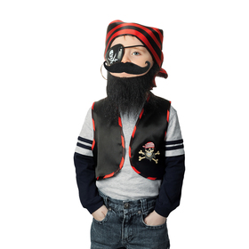 Набор пирата «Чёрная борода», жилет, бандана, борода, усы, наглазник, клипса, рост 98-110 см Ош