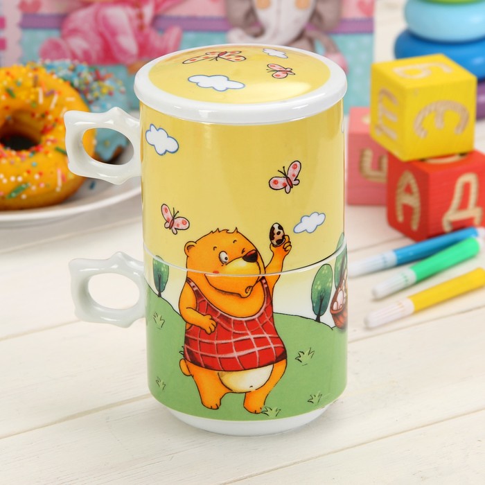 Набор кружек с крышкой 300 мл "Веселый лес", 2 шт