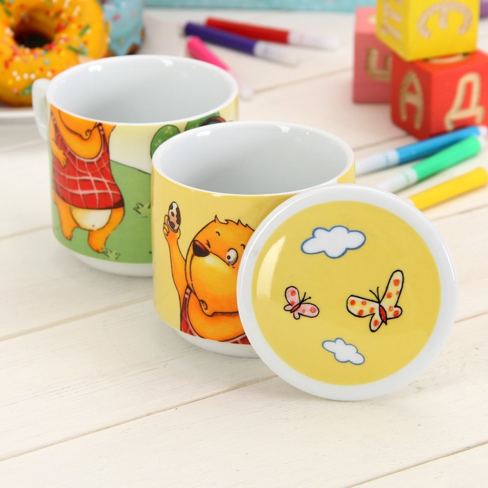 Набор кружек с крышкой 300 мл "Веселый лес", 2 шт