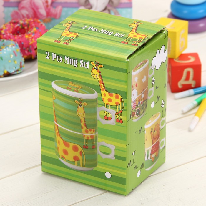 Набор кружек с крышкой 300 мл "Веселый лес", 2 шт