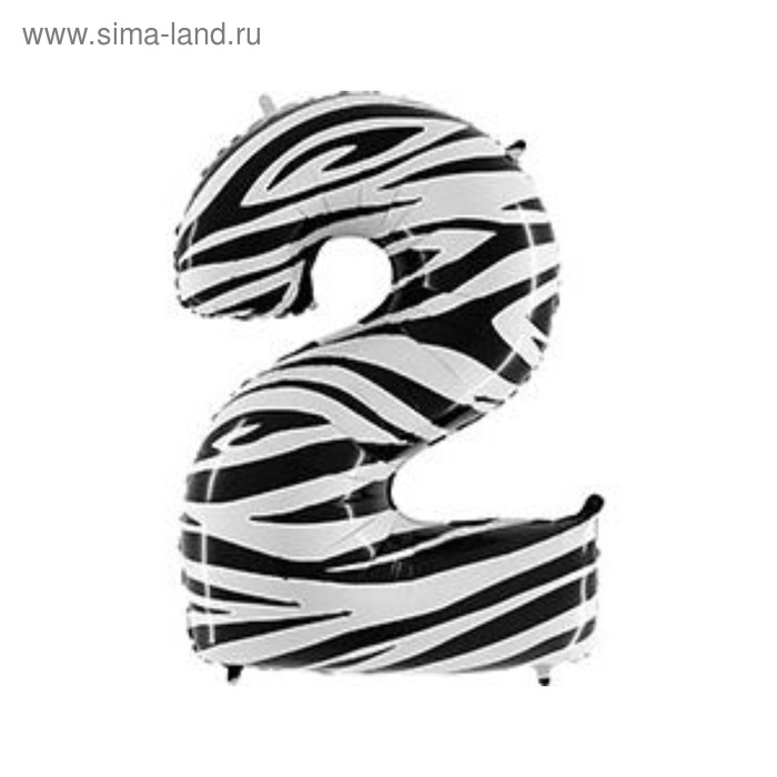 Фольгированные шары Шар фольгированный 40 «Цифра 2», Zebra
