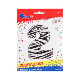 

Шар фольгированный 40" «Цифра 2», Zebra