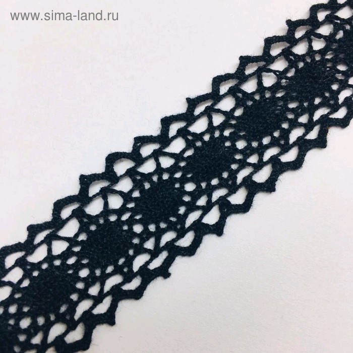  Кружево вязаное, 2,0 см, цвет чёрный