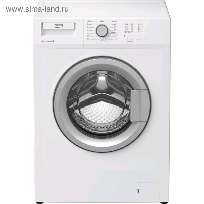 Стиральная машина Beko RGE 685P1 BSW, класс А, 1000 об/мин, до 6 кг, белая