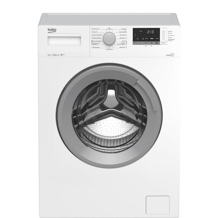 Стиральная машина Beko WRE6H512ZSW, класс А, 1000 об/мин, до 6.5 кг, дисплей, белая