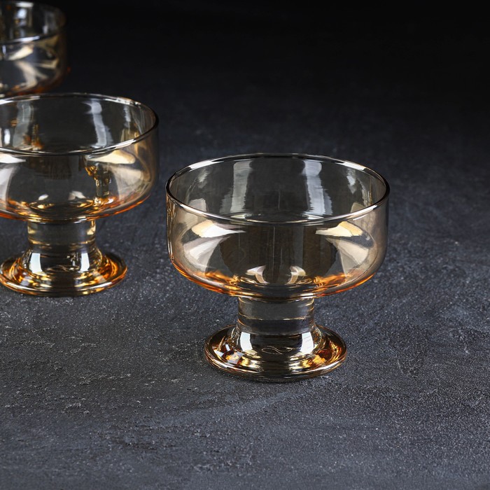 Набор креманок «Гладкость», 250 мл, 6 шт, цвет янтарный