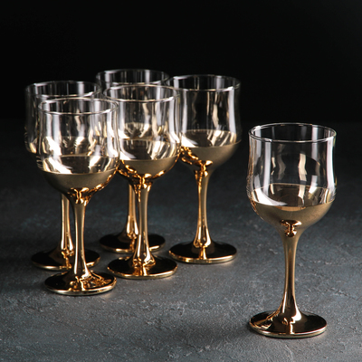 Набор бокалов для вина «Поло», 250 мл, 6 шт, цвет золото