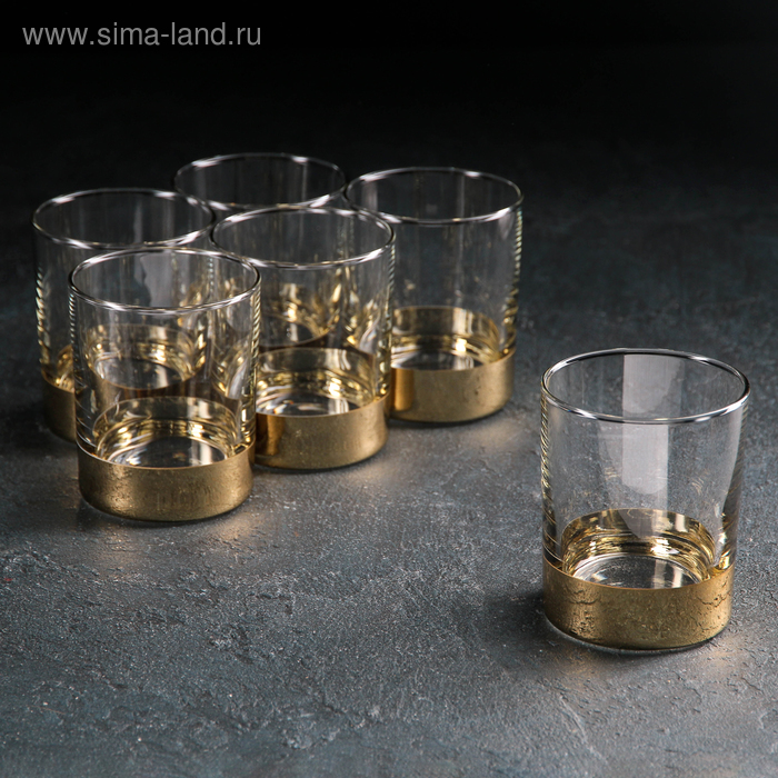 фото Набор стаканов для виски «поло», 255 мл, 6 шт, золото гусь-хрустальный стекольный завод
