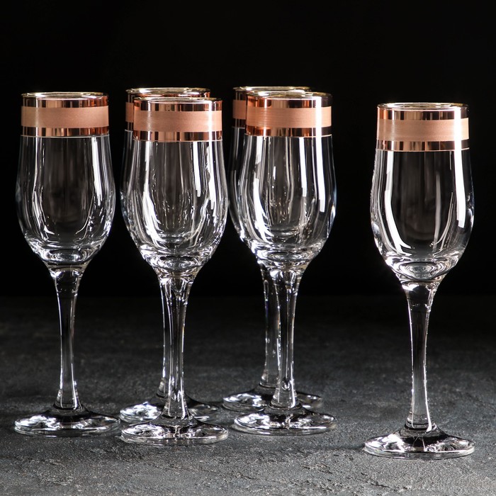 фото Набор бокалов для шампанского «ампир», 200 мл, 6 шт, цвет рубин гусь-хрустальный стекольный завод