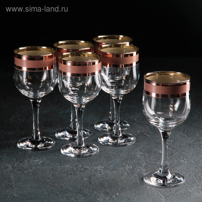 фото Набор бокалов для вина «ампир», 250 мл, 6 шт, цвет рубин гусь-хрустальный стекольный завод