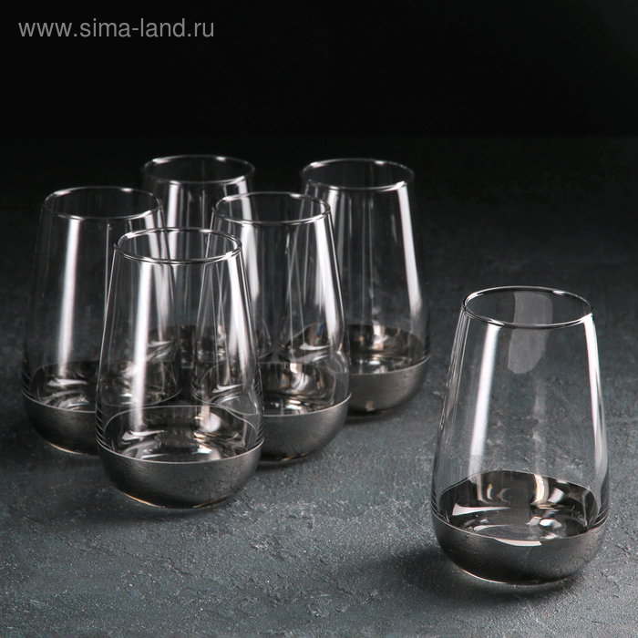 фото Набор стаканов для коктейля «поло», 350 мл, 6 шт, серебро гусь-хрустальный стекольный завод