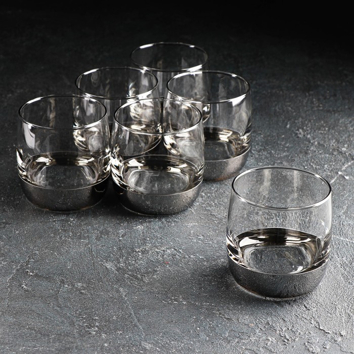 фото Набор стаканов для виски «поло», 310 мл, 6 шт, цвет серебро гусь-хрустальный стекольный завод