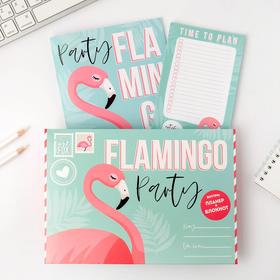 Подарочный конверт: блокнот А5, 32 листа и планинг 50 листов 'Фламинго' Ош