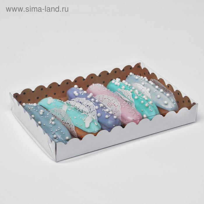 

Коробочка для печенья с PVC крышкой "Горох", крафт, 22 х 15 х 3 см