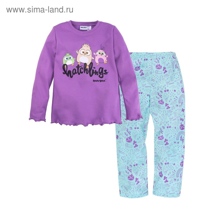 фото Пижама для девочек из джемпера и брюк «angry birds», рост 86-92 см bossa nova