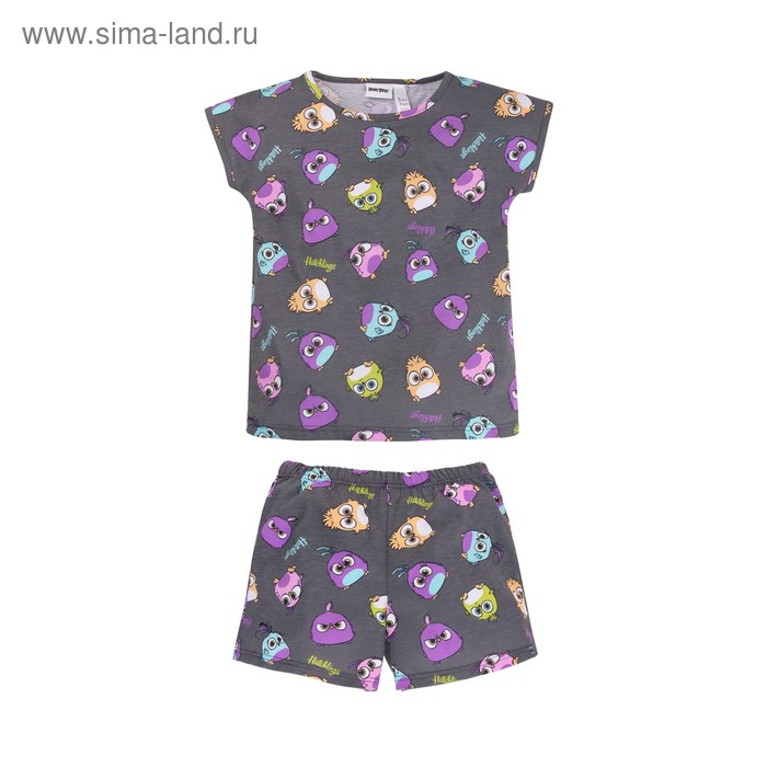 фото Пижама для девочек из футболки и шорт «angry birds», рост 98-104 см bossa nova