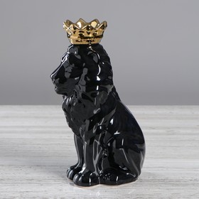 

Ваза керамика настольная "Лев с короной", черная, с отверстием в короне, 24,5 см