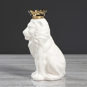 

Ваза керамика настольная "Лев с короной", белая, матовая, 25 см