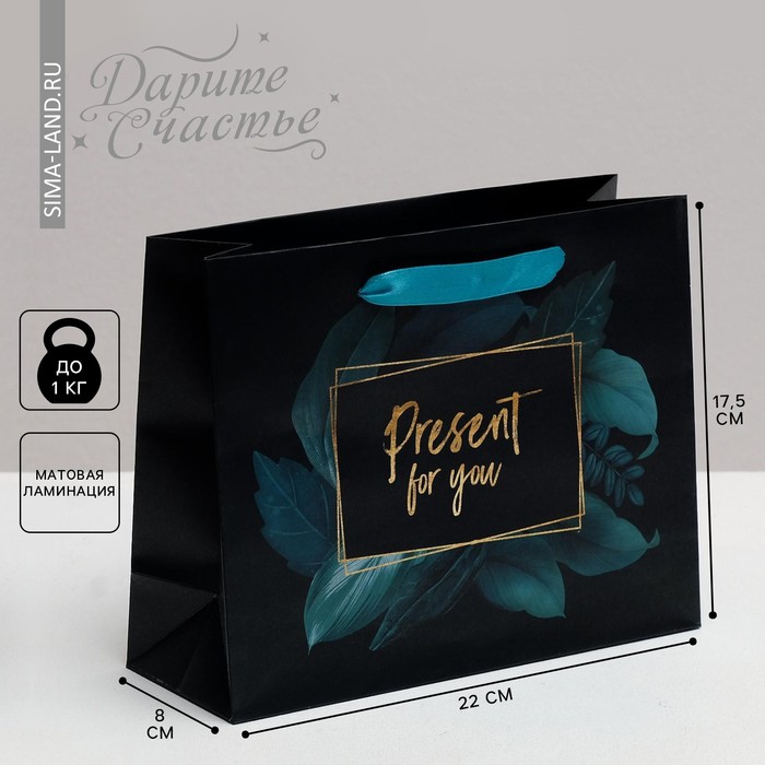 

Пакет подарочный ламинированный горизонтальный, упаковка, «Present for you», 22 х 17.5 х 8 см