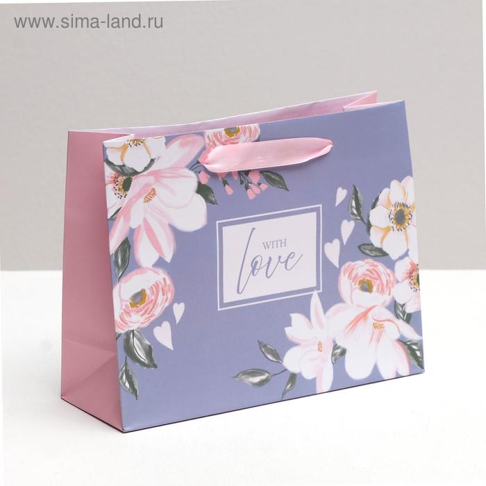 Пакет подарочный ламинированный горизонтальный, упаковка, «With love», 22 х 17.5 х 8 см пакет подарочный with love 23 × 22 × 6 см