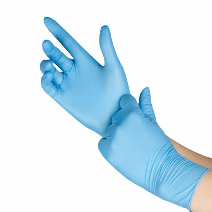 Медицинские перчатки нитриловые BENOVY текстурированные на пальцах, голубые, L, 50 пар