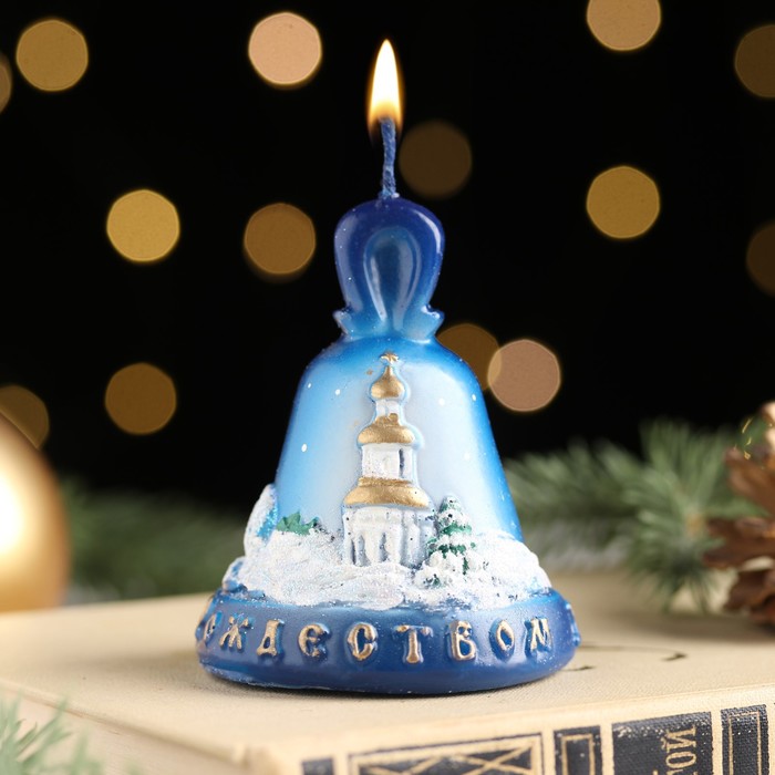 Свеча декоративная Колокольчик Рождественский, малая, 6х6х7 см