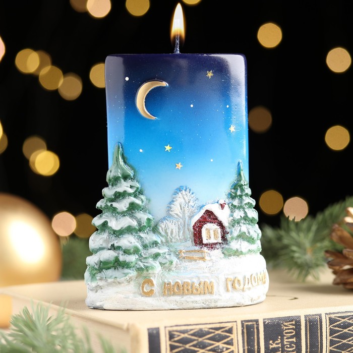 Свеча - цилиндр С Новым Годом!, 4х8х10,5 см свеча новогодняя с новым годом красная
