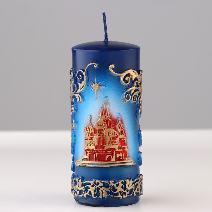 Свеча - цилиндр "С Храмом, резной", 4,3×4,3×9,5 см