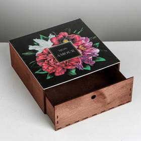 

Коробка деревянная подарочная «Цветы», 25 × 25 × 10 см