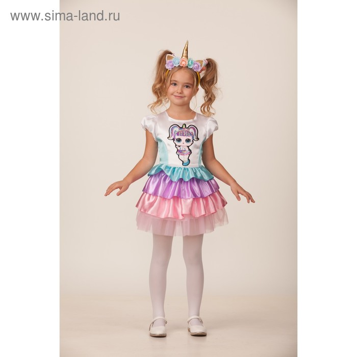 Карнавальный костюм «Единорожка», платье, ободок, р. 32, рост 128 см