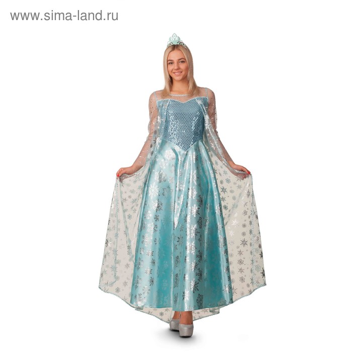 Карнавальный костюм «Эльза», платье, корона, р. 48, рост 170 см