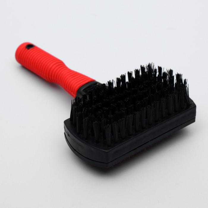 Двусторонняя пуходёрка-щетка с резиновой ручкой 10 х 16,5 см, микс цветов