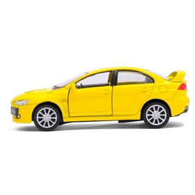 

Машина металлическая Mitsubishi Lancer Evolution X, 1:36, открываются двери, инерция, цвет жёлтый