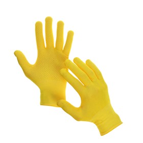 Перчатки, х/б, с нейлоновой нитью, с ПВХ точками, размер 9, жёлтые, «Точка»