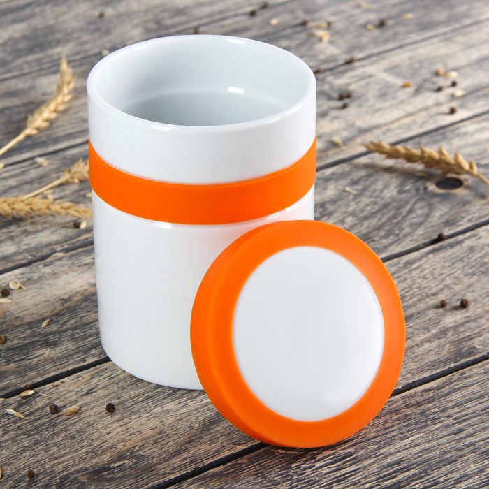 Банка для сыпучих продуктов 800 мл "Стиль", цвет оранжевый