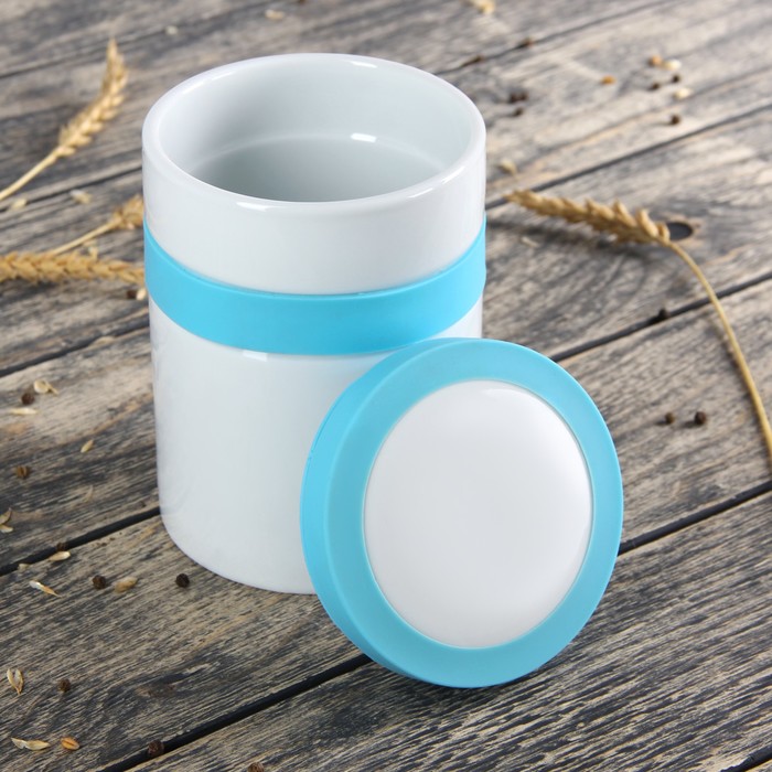 Банка для сыпучих продуктов 800 мл "Стиль", цвет голубой