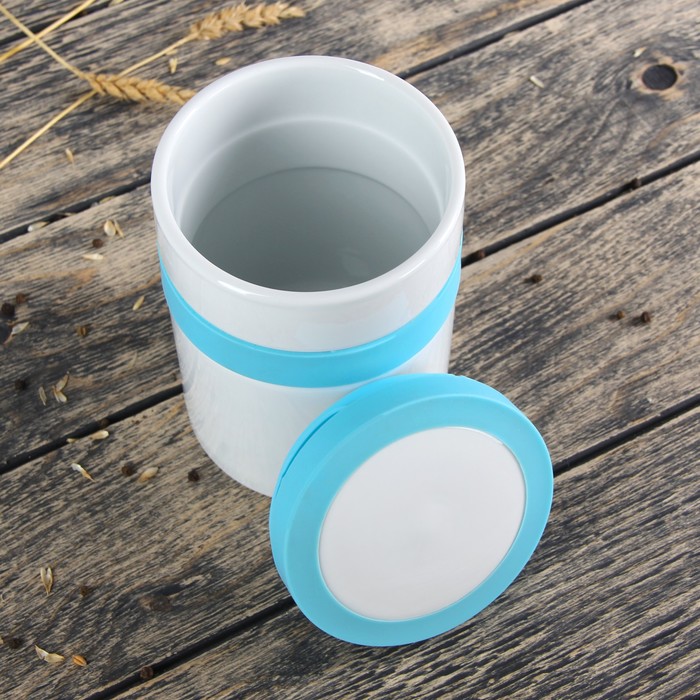 Банка для сыпучих продуктов 800 мл "Стиль", цвет голубой