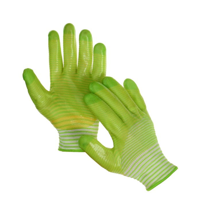 Перчатки текстильные садовые, с ПВХ пропиткой, зелёные, Greengo перчатки текстильные садовые с замшевыми ладонями размер 7 серые gardena