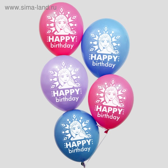 фото Воздушные шары "happy birthday", холодное сердце 12 дюйм (набор 25 шт) disney