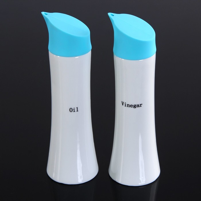 Набор для соусов и масел 350 мл "Олива", 2 шт, декор силиконом, цвет голубой
