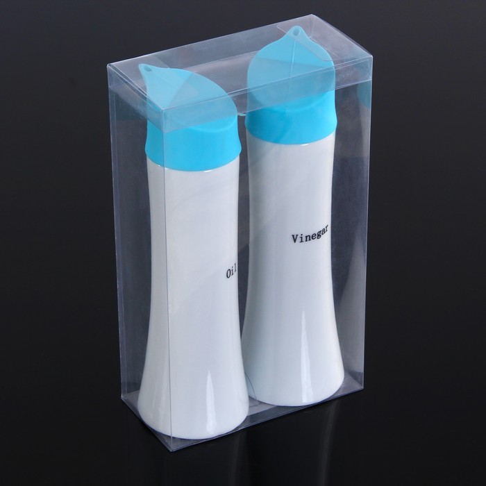 Набор для соусов и масел 350 мл "Олива", 2 шт, декор силиконом, цвет голубой