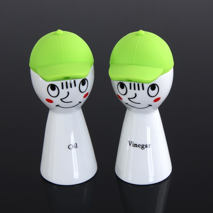 Набор для соусов и масел "Смешной человечек", 2 шт 100 мл, цвет зеленый