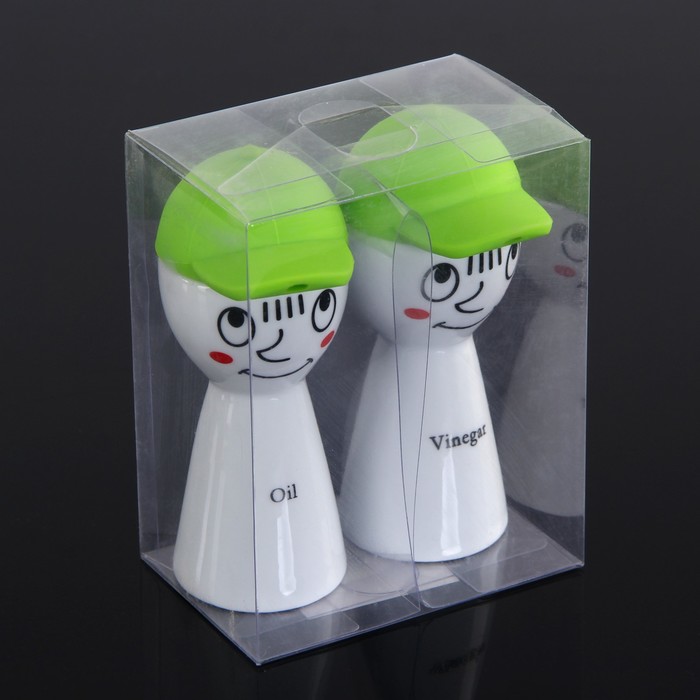 Набор для соусов и масел "Смешной человечек", 2 шт 100 мл, цвет зеленый