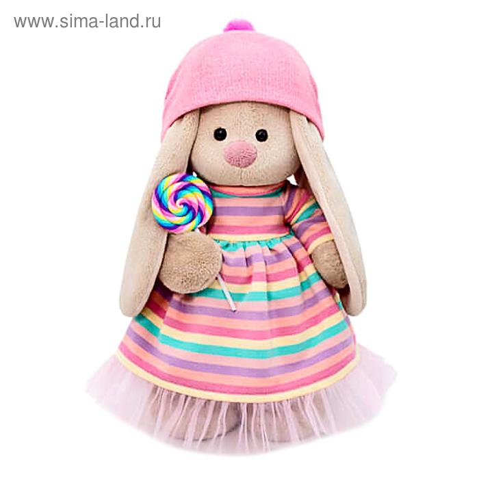 фото Мягкая игрушка «зайка ми» в полосатом платье с леденцом, 32 см
