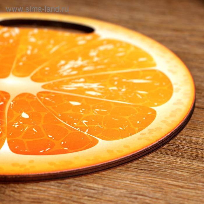 фото Доска разделочная и сервировочная круглая кухонная "апельсин в разрезе", 25,5 см дарим красиво